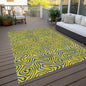 9' X 12' Yellow And Blue Abstract Washable Indoor Outdoor Area Rug