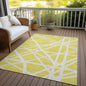 9' X 12' Yellow And Linen Geometric Washable Indoor Outdoor Area Rug