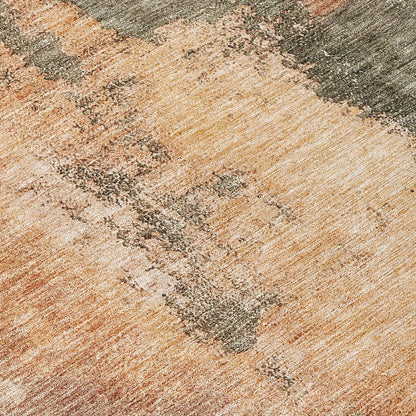 9' X 12' Terra Cotta Gray And Brown Abstract Washable Indoor Outdoor Area Rug