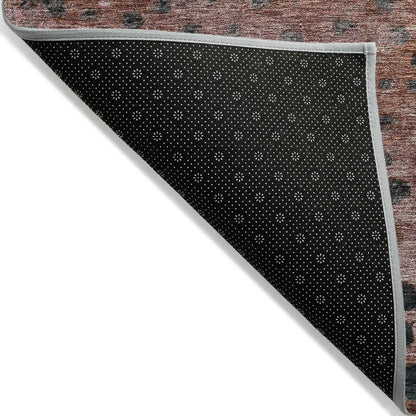 9' X 12' Terra Cotta Blue And Black Abstract Washable Indoor Outdoor Area Rug