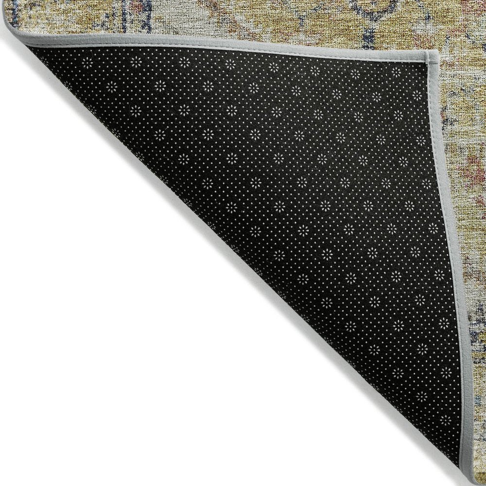 9' X 12' Wheat Terra Cotta And Black Oriental Washable Indoor Outdoor Area Rug