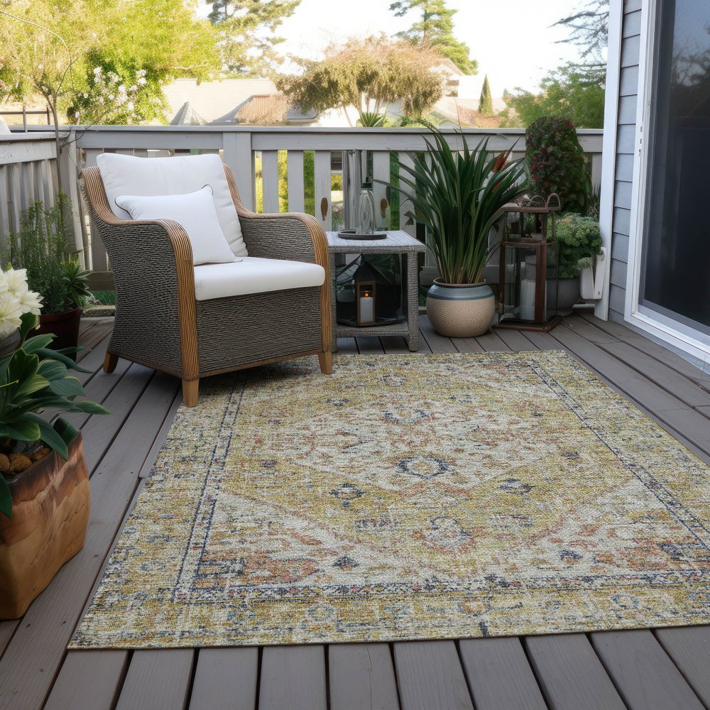 9' X 12' Wheat Terra Cotta And Black Oriental Washable Indoor Outdoor Area Rug