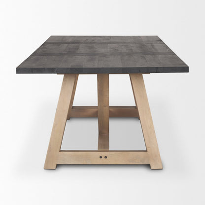 84" Black and Brown Solid Wood Trestle Base Dining Table