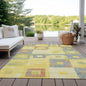 9' X 12' Yellow Blue And Terra Cotta Geometric Washable Indoor Outdoor Area Rug