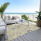 9' X 12' Yellow Lavender And Denim Blue Floral Washable Indoor Outdoor Area Rug