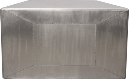 54" Silver Aluminum and Solid Wood Sled Coffee Table