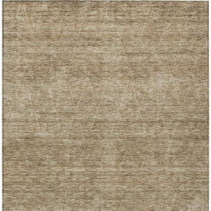 9' X 12' Wheat And Ivory Geometric Washable Indoor Outdoor Area Rug