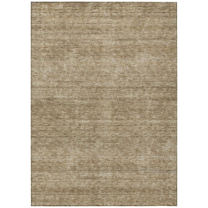 9' X 12' Wheat And Ivory Geometric Washable Indoor Outdoor Area Rug