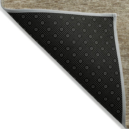 9' X 12' Wheat And Ivory Geometric Washable Indoor Outdoor Area Rug