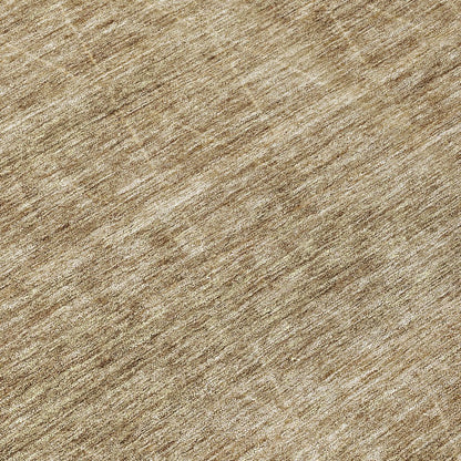 9' X 12' Wheat And Ivory Geometric Washable Indoor Outdoor Area Rug