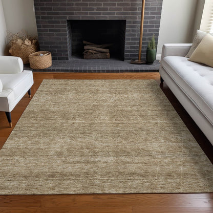 9' X 12' Wheat And Ivory Geometric Washable Indoor Outdoor Area Rug