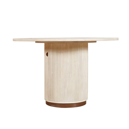 48" White Solid Wood Pedestal Base Round Top Dining Table