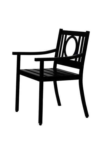 Sillón de exterior con respaldo geométrico de acero negro de 24"