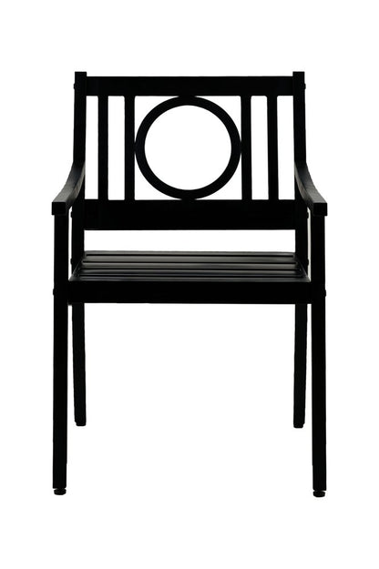 Sillón de exterior con respaldo geométrico de acero negro de 24"