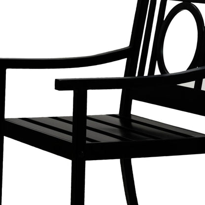 Sillón de exterior con respaldo geométrico de acero negro de 24"