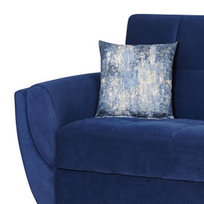 93" Blue Microfiber Convertible Futon Sleeper Sofa And Toss Pillows With Storage