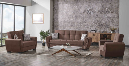 93" Brown Microfiber Convertible Futon Sleeper Sofa And Toss Pillows With Storage