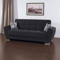 93" Dark Blue Chenille Convertible Futon Sleeper Sofa And Toss Pillows With Storage