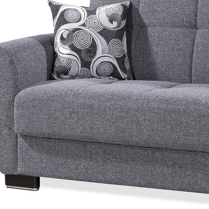 93" Gray Chenille Convertible Futon Sleeper Sofa And Toss Pillows With Storage