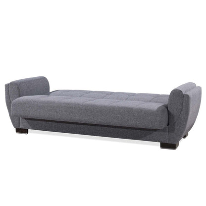 93" Gray Chenille Convertible Futon Sleeper Sofa And Toss Pillows With Storage