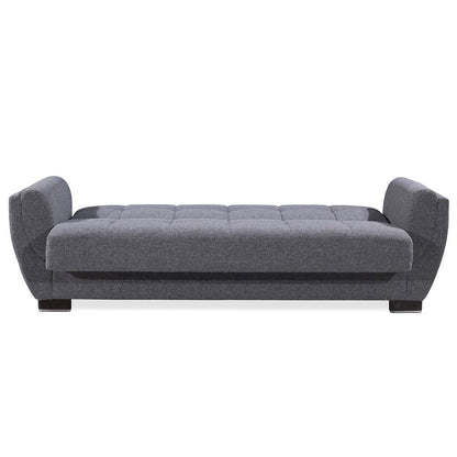 93" Gray Chenille Convertible Futon Sleeper Sofa And Toss Pillows With Storage