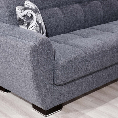 93" Gray Chenille Convertible Futon Sleeper Sofa And Toss Pillows With Storage