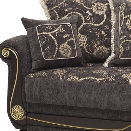 95" Gray Chenille Convertible Futon Sleeper Sofa And Toss Pillows With Storage