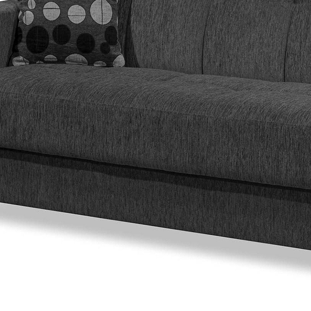 87" Dark Gray Chenille Convertible Futon Sleeper Sofa And Toss Pillows With Storage