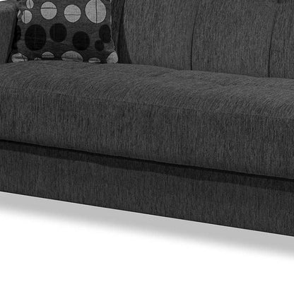 87" Dark Gray Chenille Convertible Futon Sleeper Sofa And Toss Pillows With Storage