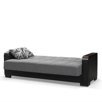 87" Gray And Black Microfiber Convertible Futon Sleeper Sofa And Toss Pillows With Storage