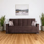 87" Brown Microfiber Convertible Futon Sleeper Sofa And Toss Pillows With Storage