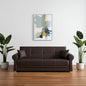 89" Brown Faux Leather Convertible Futon Sleeper Sofa And Toss Pillows With Storage