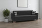 84" Black Chenille Convertible Futon Sleeper Sofa And Toss Pillows With Storage