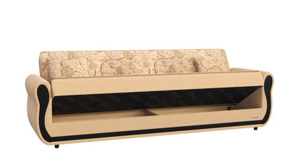 90" Beige Chenille Convertible Futon Sleeper Sofa And Toss Pillows With Storage