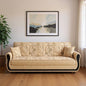 90" Beige Chenille Convertible Futon Sleeper Sofa And Toss Pillows With Storage