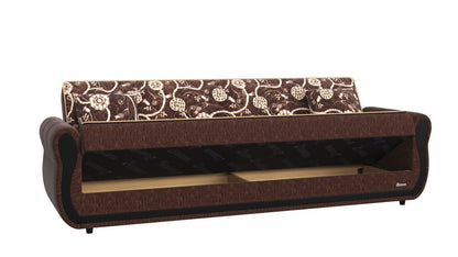90" Brown Chenille Convertible Futon Sleeper Sofa And Toss Pillows With Storage