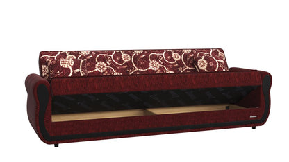 90" Burgundy Chenille Convertible Futon Sleeper Sofa And Toss Pillows With Storage