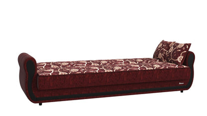 90" Burgundy Chenille Convertible Futon Sleeper Sofa And Toss Pillows With Storage