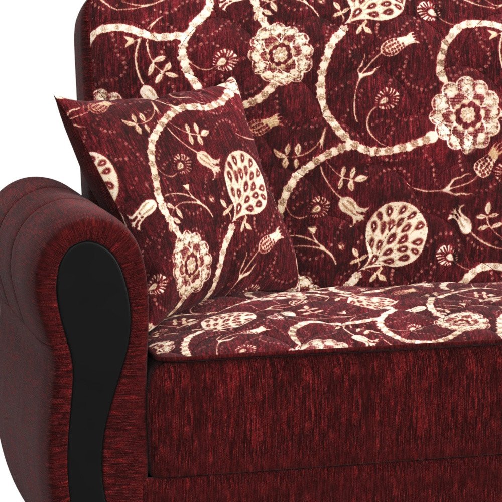 90" Burgundy Chenille Convertible Futon Sleeper Sofa And Toss Pillows With Storage