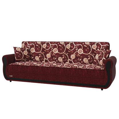 90" Burgundy Chenille Convertible Futon Sleeper Sofa And Toss Pillows With Storage