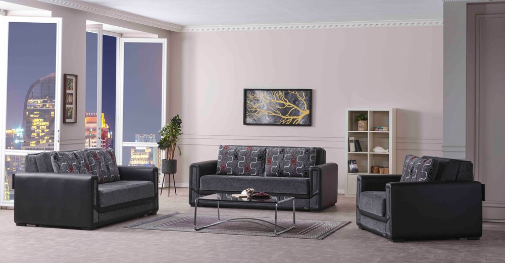 78" Gray Chenille Convertible Futon Sleeper Sofa And Toss Pillows With Storage