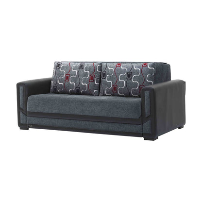 78" Gray Chenille Convertible Futon Sleeper Sofa And Toss Pillows With Storage