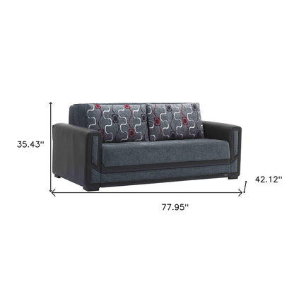 78" Gray Chenille Convertible Futon Sleeper Sofa And Toss Pillows With Storage