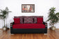 87" Red Polyester Convertible Futon Sleeper Sofa And Toss Pillows With Storage
