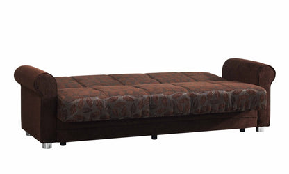 89" Dark Brown Chenille Convertible Futon Sleeper Sofa And Toss Pillows With Storage