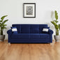 89" Blue Microfiber Convertible Futon Sleeper Sofa And Toss Pillows With Storage