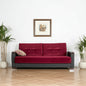 87" Burgundy Microfiber And Faux Leather Convertible Futon Sleeper Sofa And Toss Pillows With Storage