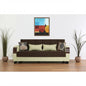89" Brown And Cream Microsuede And Faux Leather Convertible Futon Sleeper Sofa And Toss Pillows With Storage