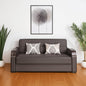 74" Brown Faux Leather Convertible Futon Sleeper Sofa And Toss Pillows With Storage