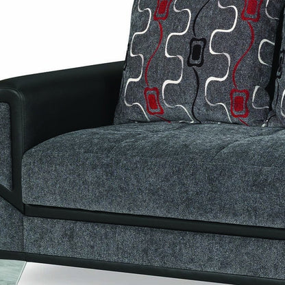 90" Gray Chenille Convertible Futon Sleeper Sofa And Toss Pillows With Storage